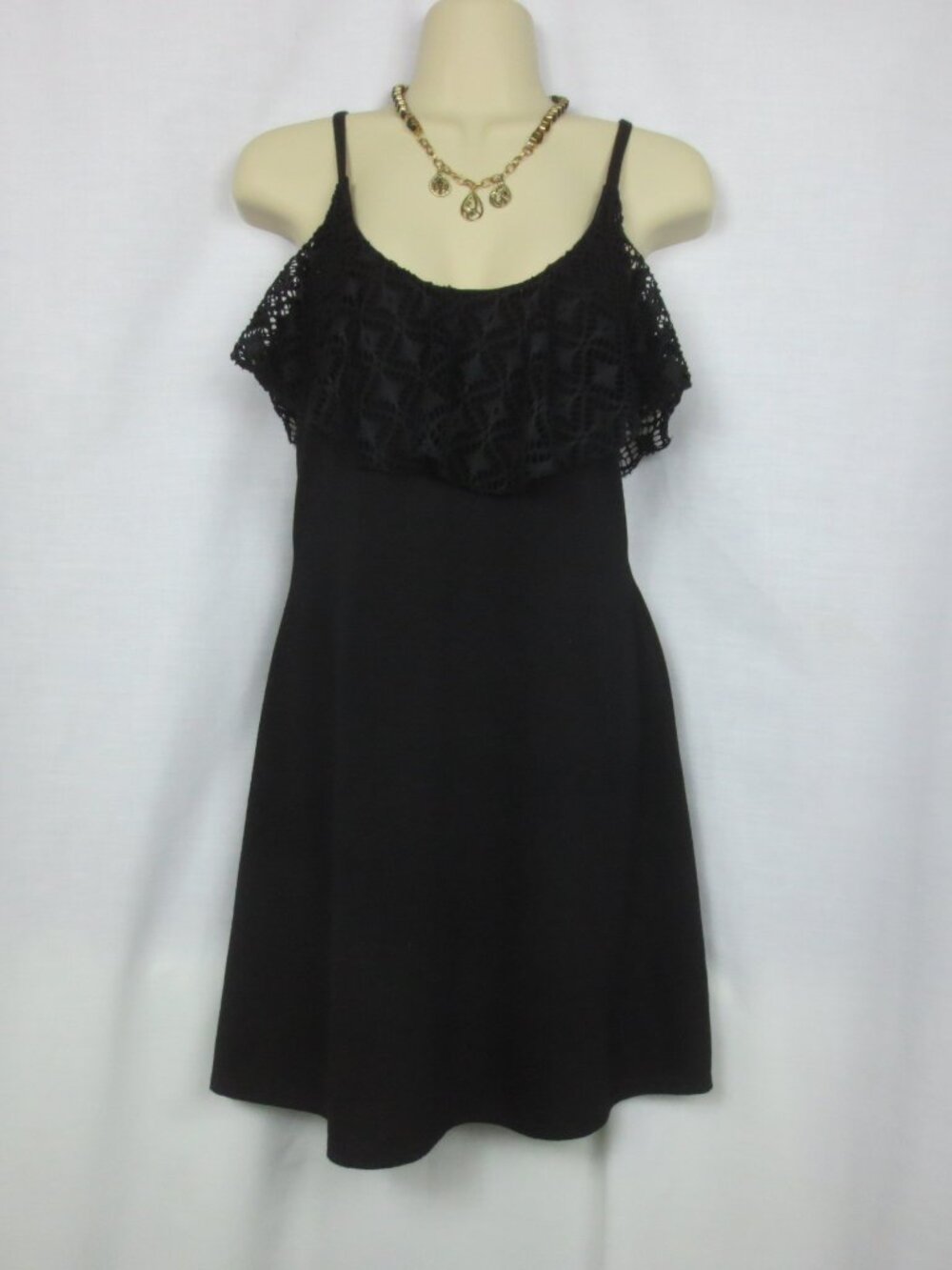 Xhilaration Dress Black All Occasion Sweet Sassy Lacy Top Comfy Stretch Size S
